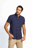 Camisa RL Manga Curta Custom Fit Marinho Ponei Vermelho - Henri Store