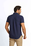 Camisa RL Manga Curta Custom Fit Marinho Ponei Vermelho - Henri Store