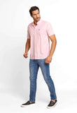 Camisa RL Manga Curta Custom Fit Rosa Texturizada Ponei Marinho - Henri Store