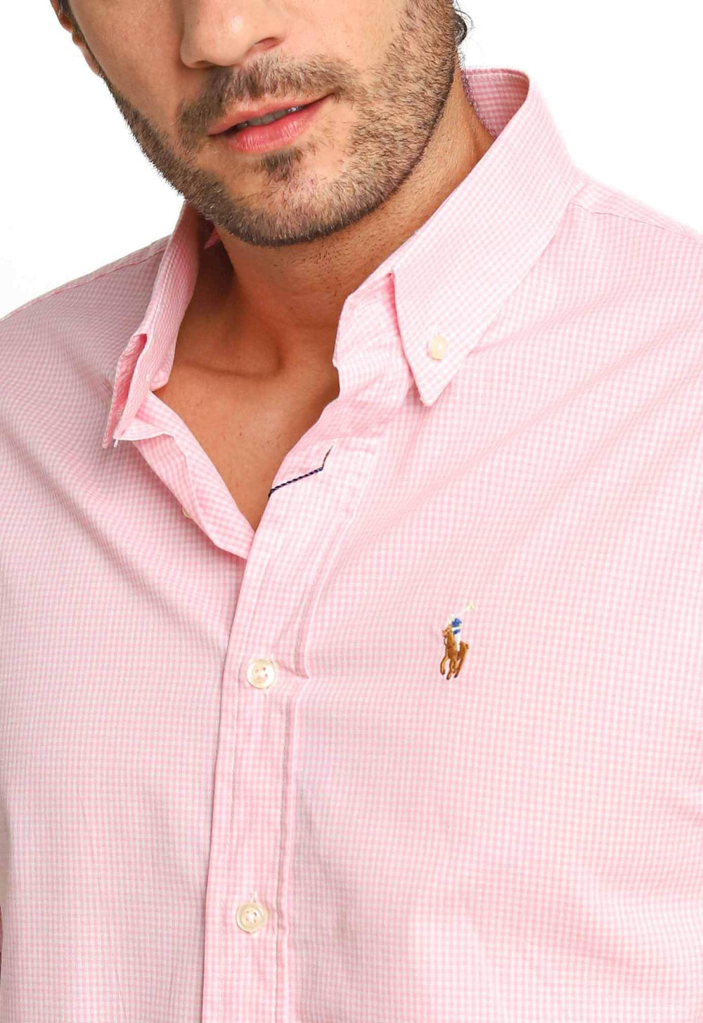 Camisa RL Manga Curta Custom Fit Rosa Xadrez Ponei Colorido - Henri Store