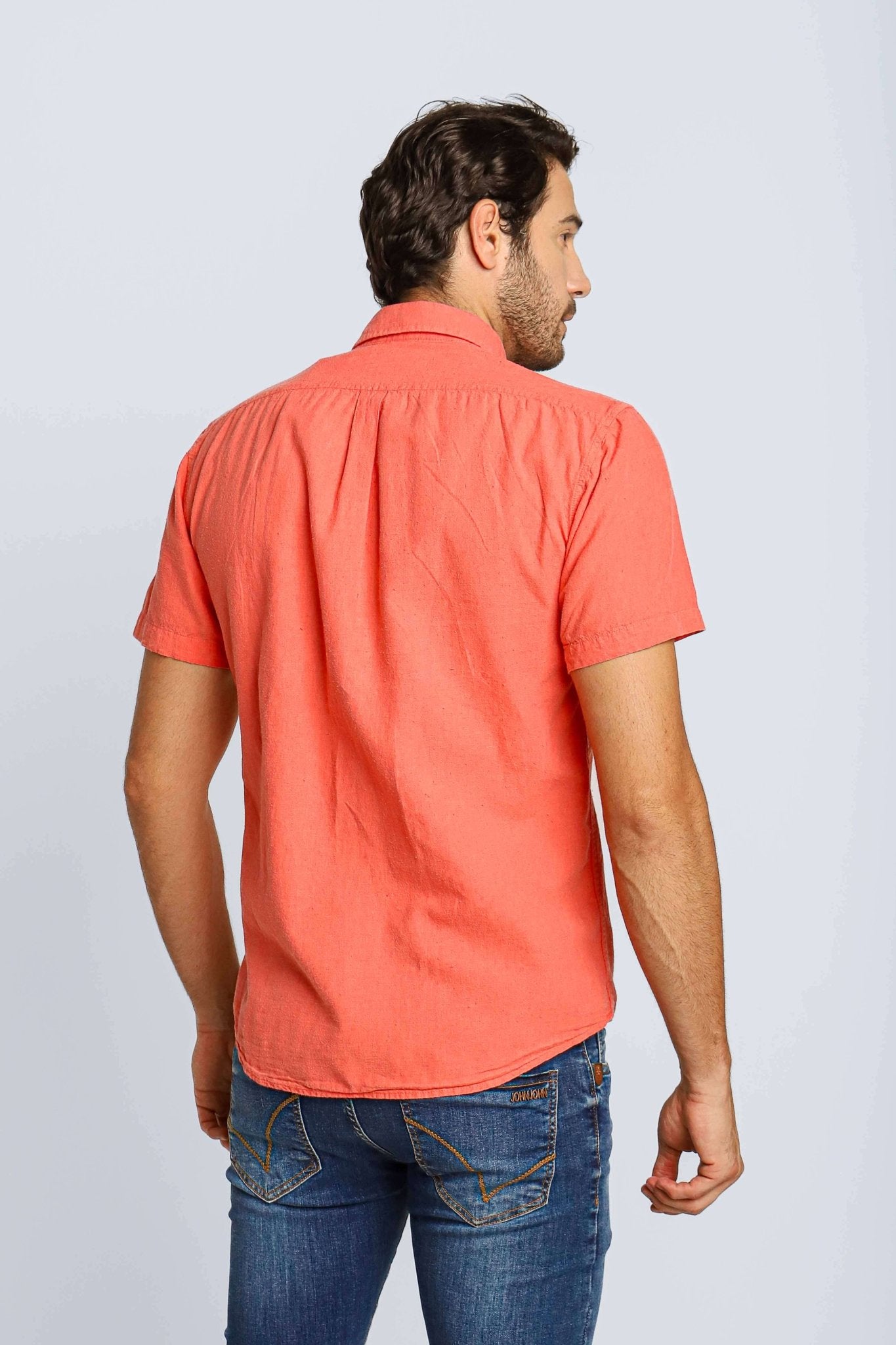 Camisa RL Manga Curta Custom Fit Salmao Ponei Azul - Henri Store