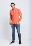 Camisa RL Manga Curta Custom Fit Salmao Ponei Azul - Henri Store