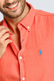 Camisa RL Manga Curta Custom Fit Salmao Ponei Azul - Henri Store