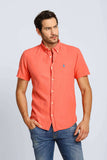 Camisa RL Manga Curta Custom Fit Salmao Ponei Azul - Henri Store
