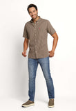 Camisa RL Manga Curta Custom Fit Xadrez Bege Poney Rosa - Henri Store