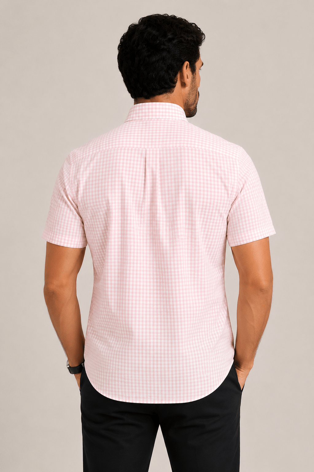 Camisa RL Manga Curta Custom Fit Xadrez Rosa Pônei Azul - Henri Store