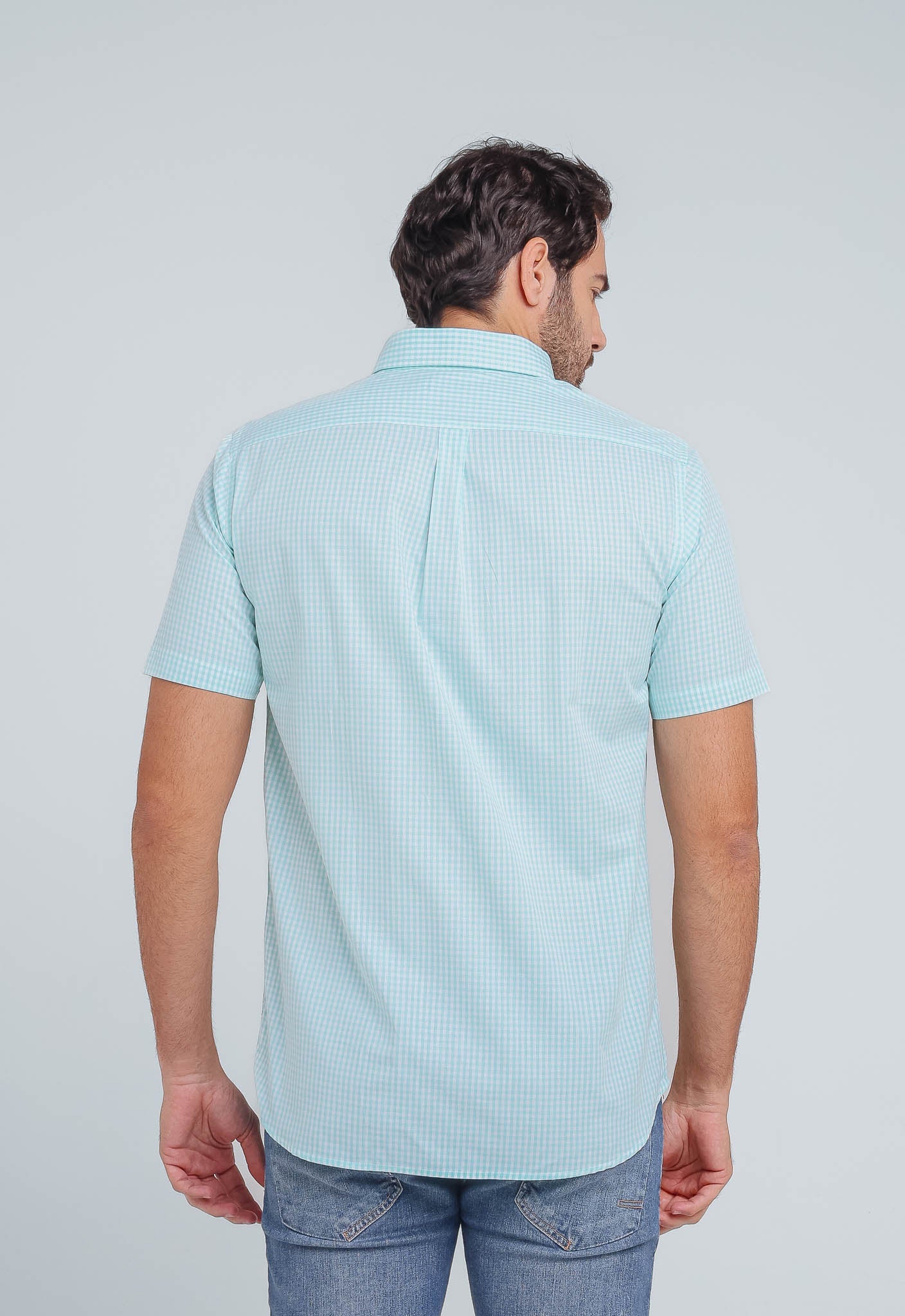 Camisa RL Manga Curta Custom Fit Xadrez Verde Ponei Laranja - Henri Store