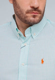 Camisa RL Manga Curta Custom Fit Xadrez Verde Ponei Laranja - Henri Store