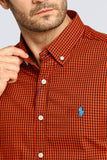 Camisa RL Manga Curta Xadrez Vermelho Coral Poney Azul - Henri Store