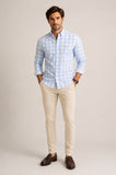 Camisa RL Manga Longa Custom Fit Xadrez Azul Claro Ponei Rosa - Henri Store
