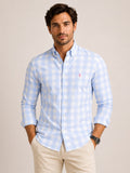 Camisa RL Manga Longa Custom Fit Xadrez Azul Claro Ponei Rosa - Henri Store