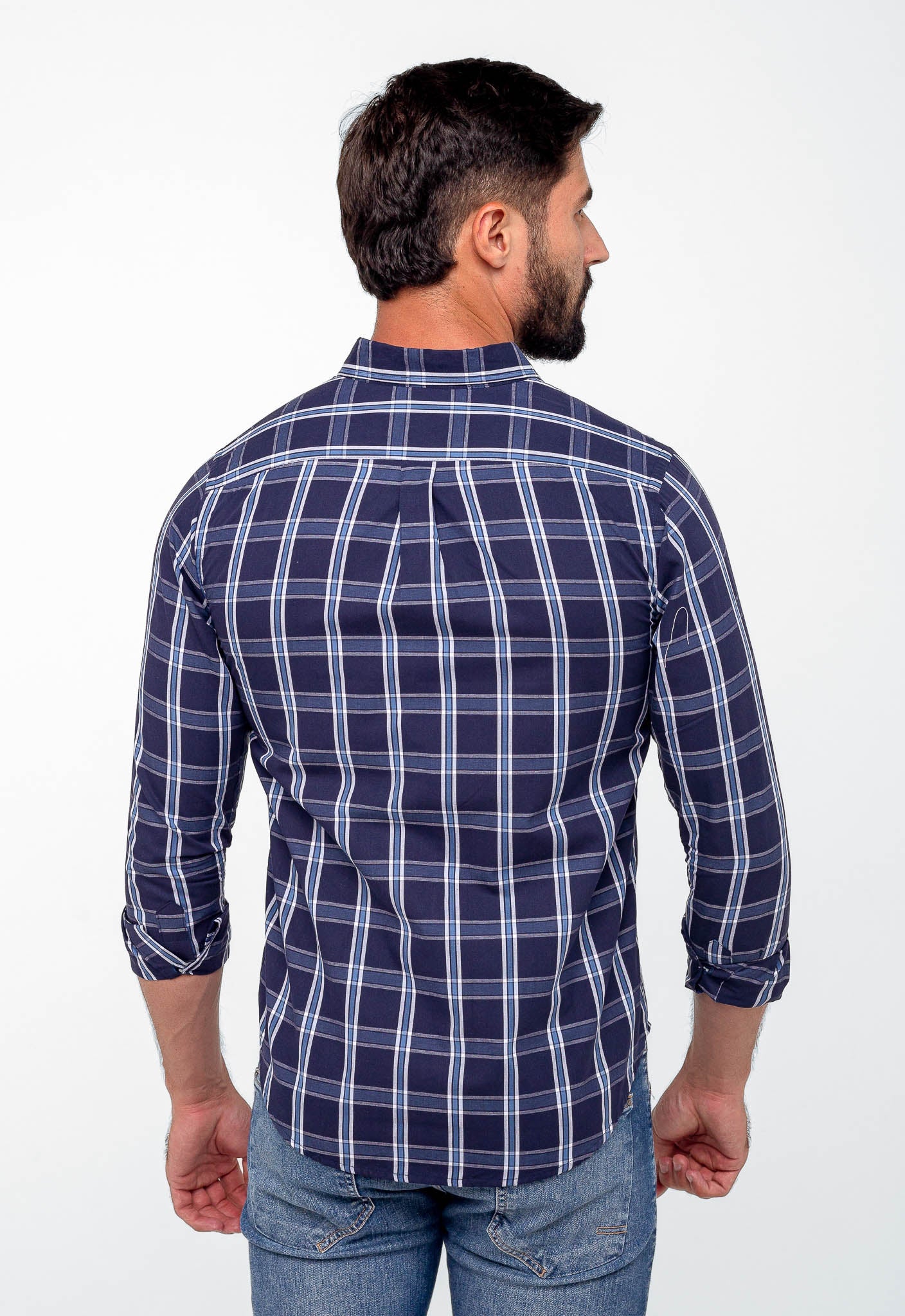 Camisa RL Manga Longa Custom Fit Xadrez Azul - Henri Store