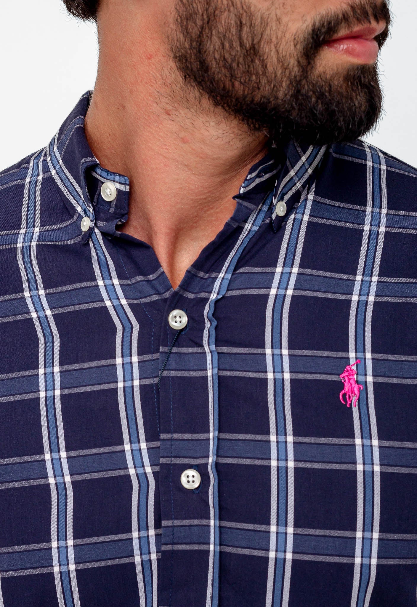 Camisa RL Manga Longa Custom Fit Xadrez Azul - Henri Store
