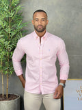 Camisa RL Manga Longa Custom Fit Xadrez Rosa Claro Ponei Lilás - Henri Store
