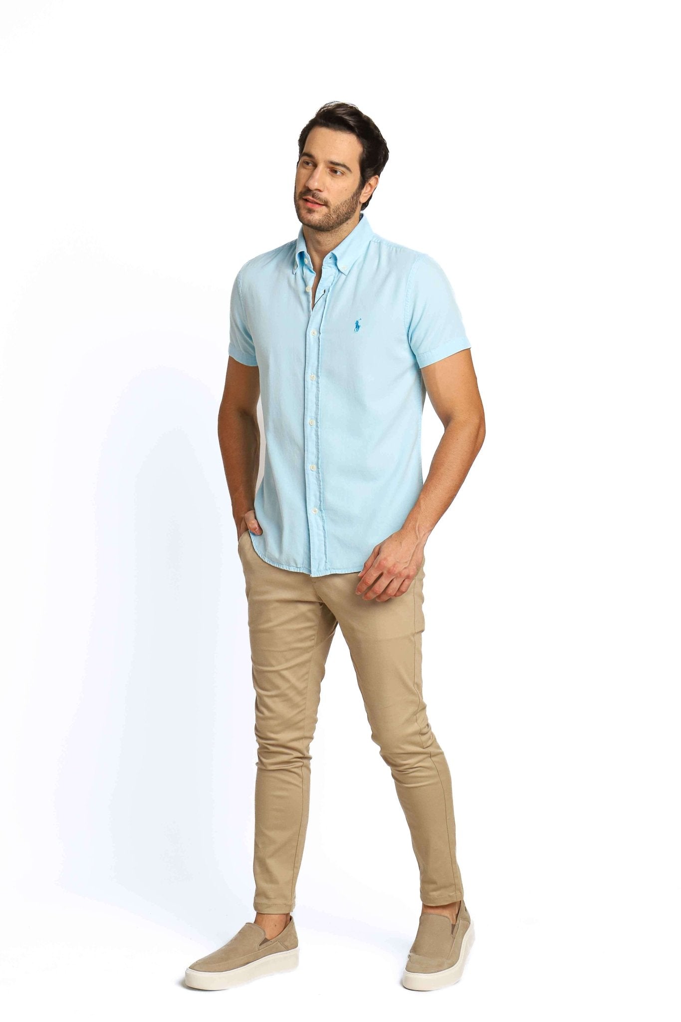 Camisa RL Mc Custom Fit Azul Claro Ponei Azul - Live - Henri Store