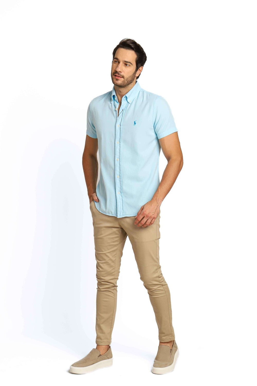 Camisa RL Mc Custom Fit Azul Claro Ponei Azul - Live - Henri Store