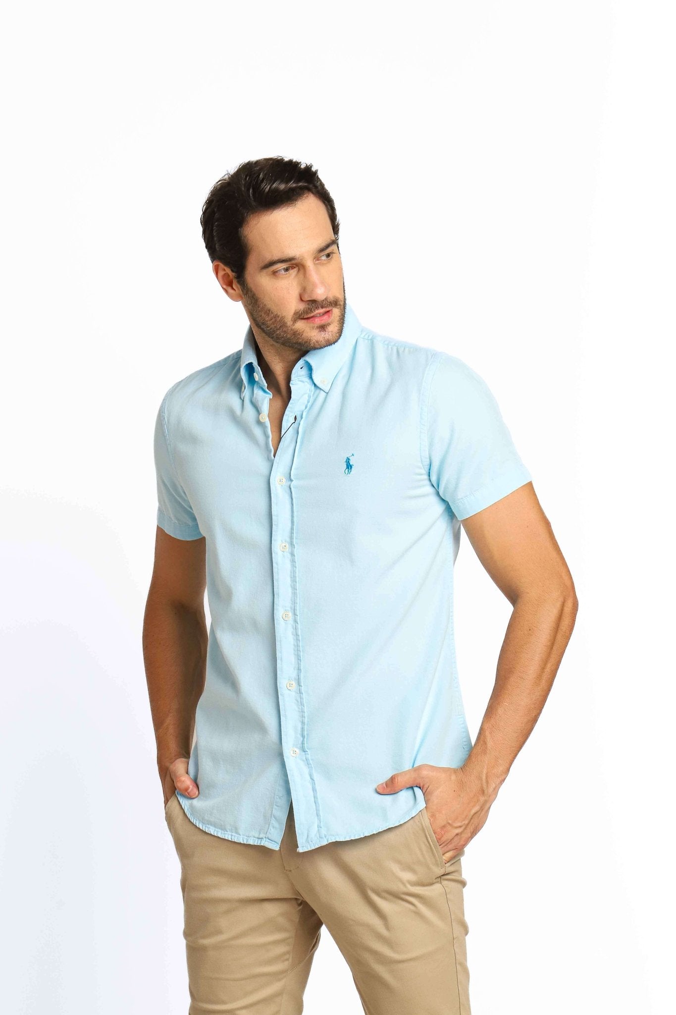 Camisa RL Mc Custom Fit Azul Claro Ponei Azul - Live - Henri Store