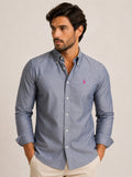 Camisa RL Ml Slim Fit Cinza / Small Poney Rosa - Henri Store