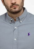 Camisa RL Oxford Cinza / Small Poney Roxo Mc - Henri Store