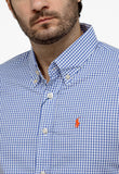 Camisa RL Xadrez Custom Fit MC Azul / Small Poney Laranja - Henri Store