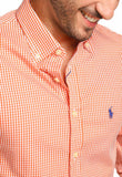 Camisa RL Xadrez Laranja Manga Longa Poney Azul - Henri Store