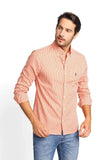 Camisa RL Xadrez Laranja Manga Longa Poney Azul - Henri Store