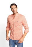 Camisa RL Xadrez Laranja Manga Longa Poney Azul - Henri Store