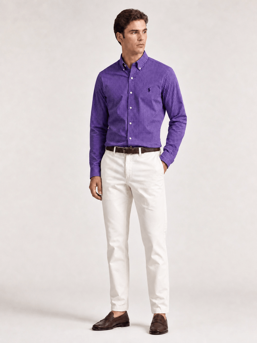 Camisa RL Xadrez Roxo Manga Longa Poney Preto - Henri Store