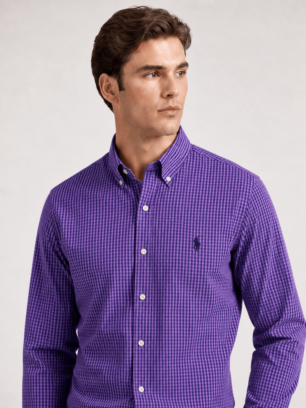 Camisa RL Xadrez Roxo Manga Longa Poney Preto - Henri Store