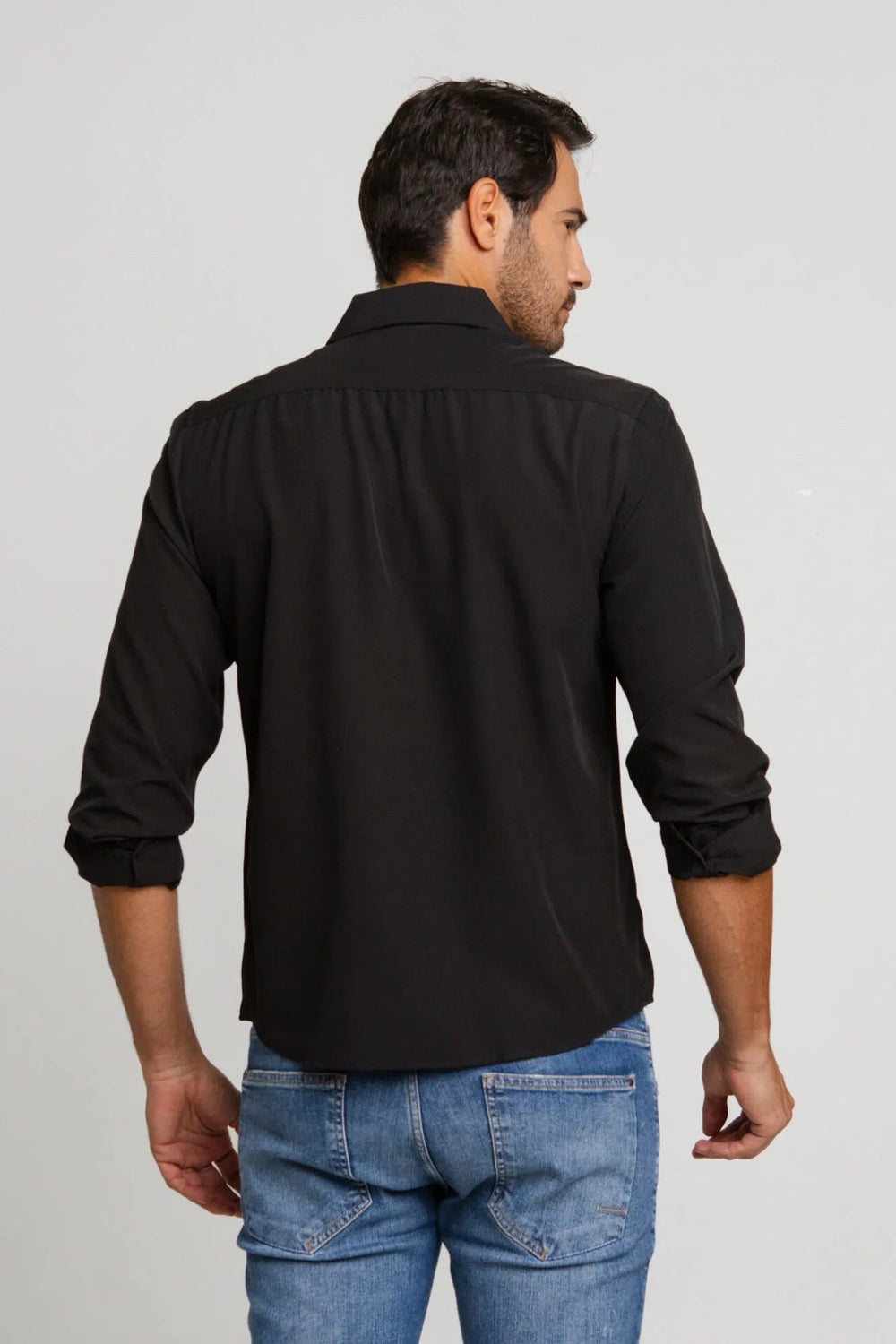 Camisa Scavo ml Slim Fit Preta - Henri Store
