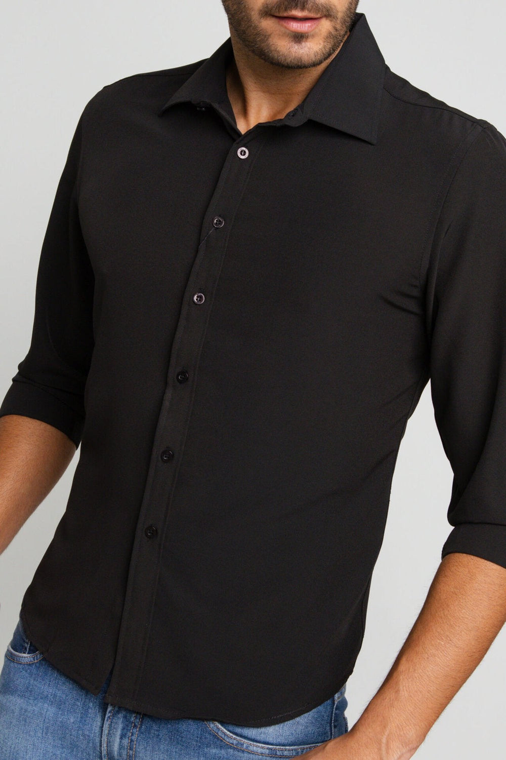 Camisa Scavo ml Slim Fit Preta - Henri Store