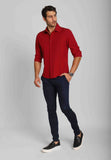 Camisa Scavo Ml Slim Fit Vermelha - Henri Store
