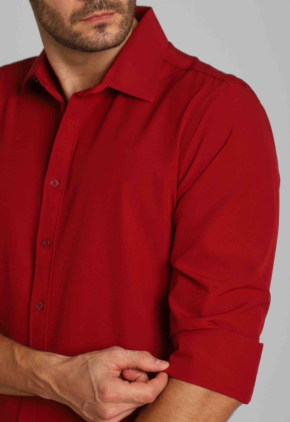 Camisa Scavo Ml Slim Fit Vermelha - Henri Store