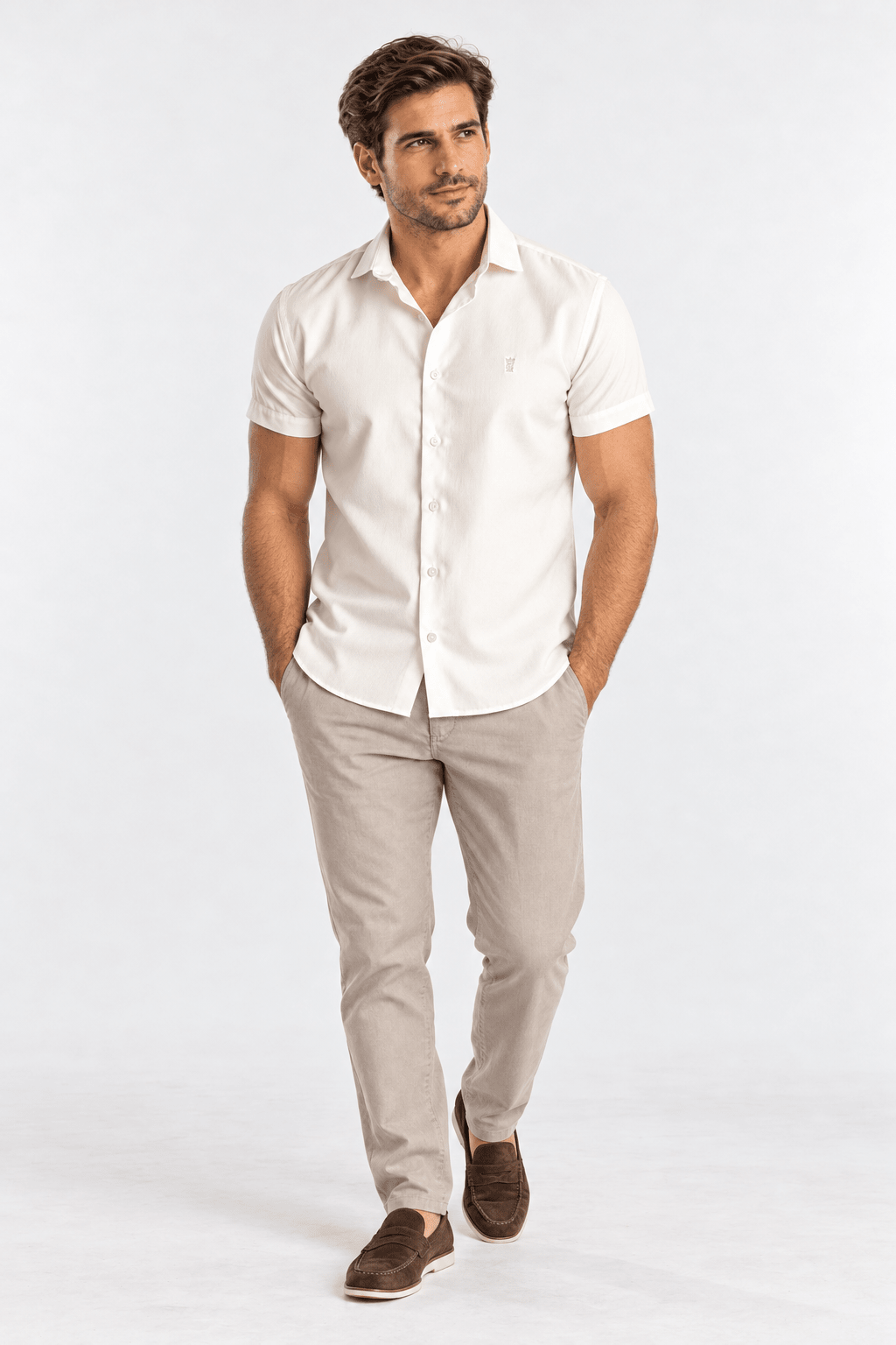 Camisa Sergio K Manga Curta Lyocell Stoned - Henri StoreCamisa