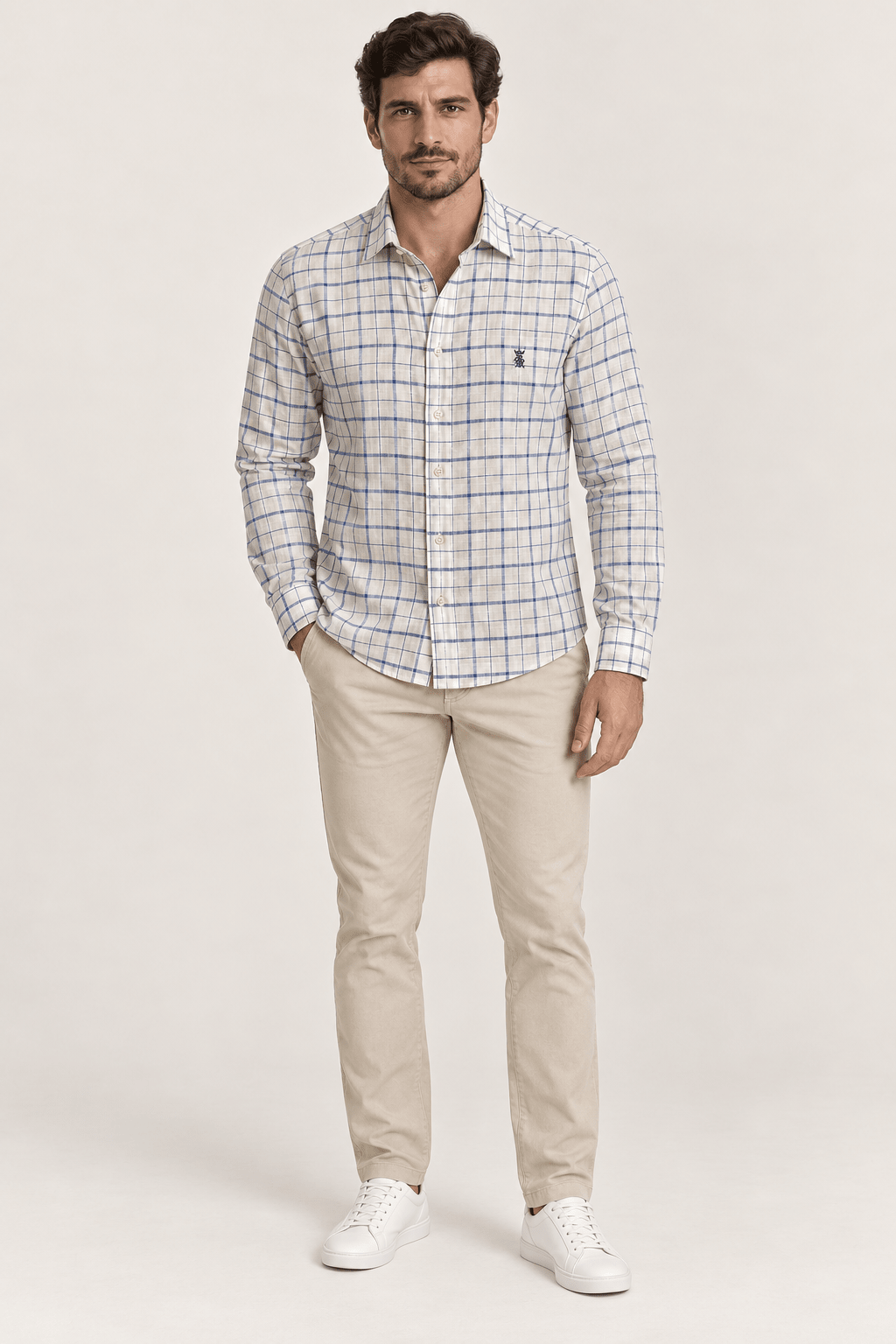 Camisa Sergio K ML Slub Dark Blue - Henri Store