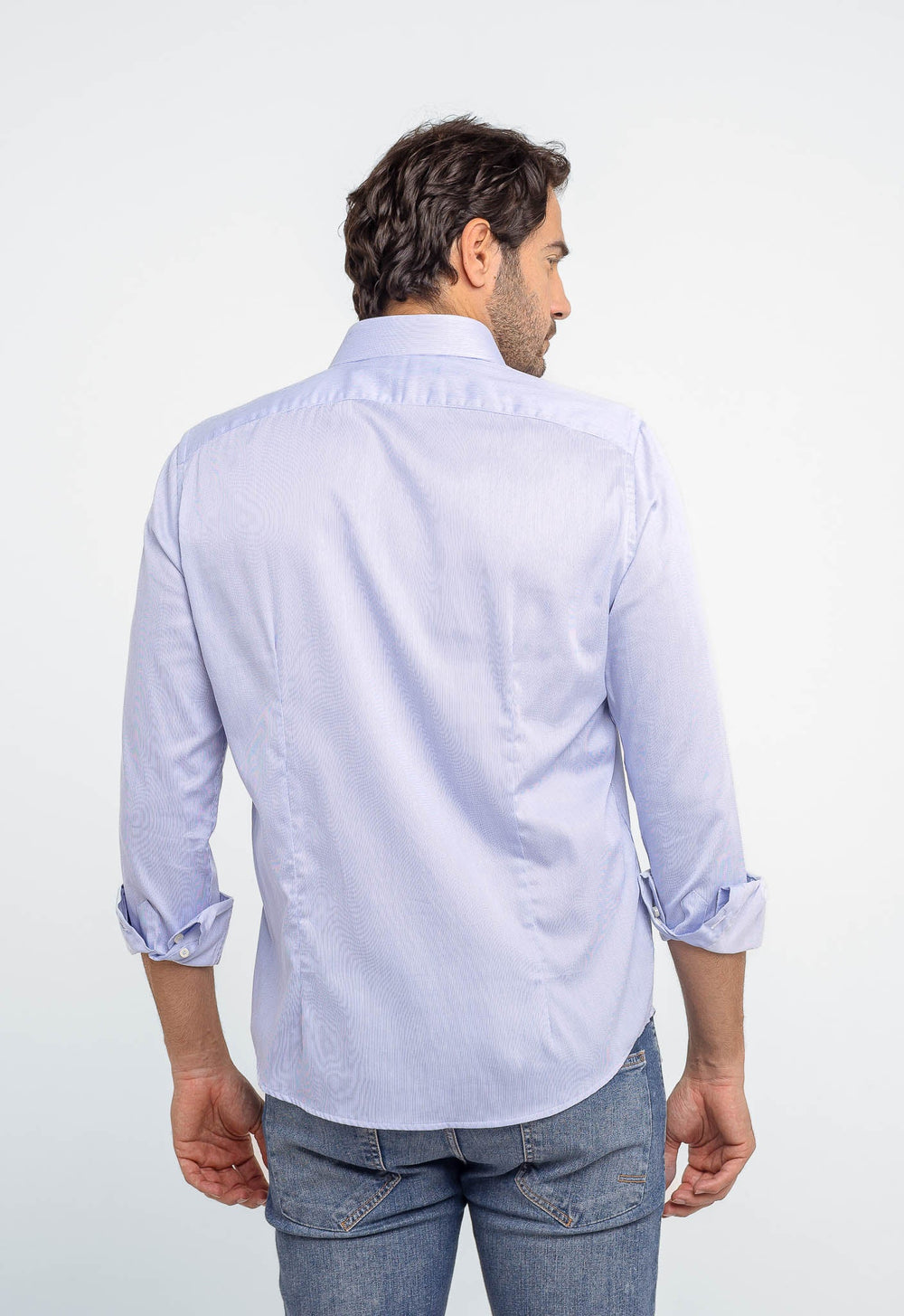 Camisa Social Slim Algodão Egípcio Azul Claro Manga Longa - Henri Store