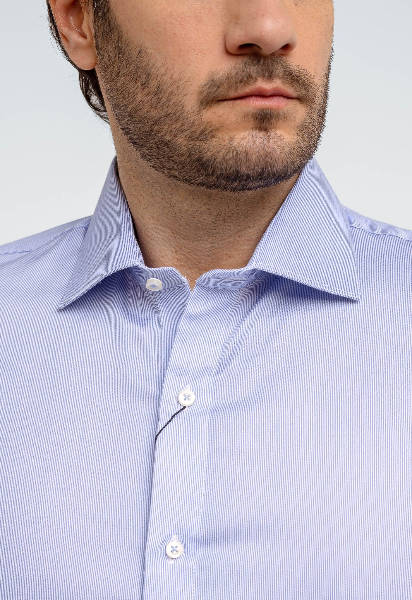 Camisa Social Slim Algodão Egípcio Azul Claro Manga Longa - Henri Store