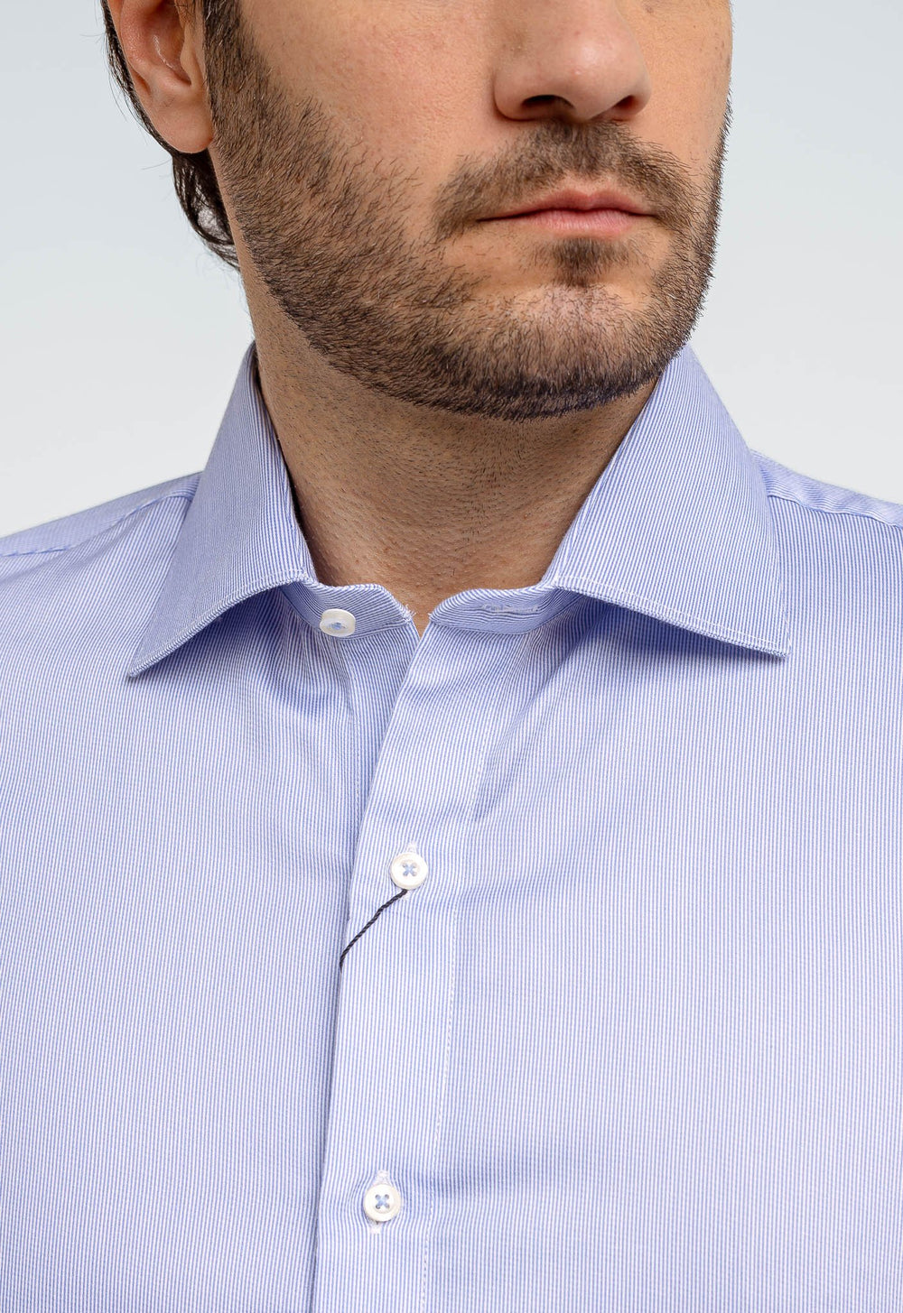 Camisa Social Slim Algodão Egípcio Azul Claro Manga Longa - Henri Store
