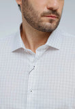 Camisa Social Slim Xadrez Minimalista Branca Manga Longa - Henri Store