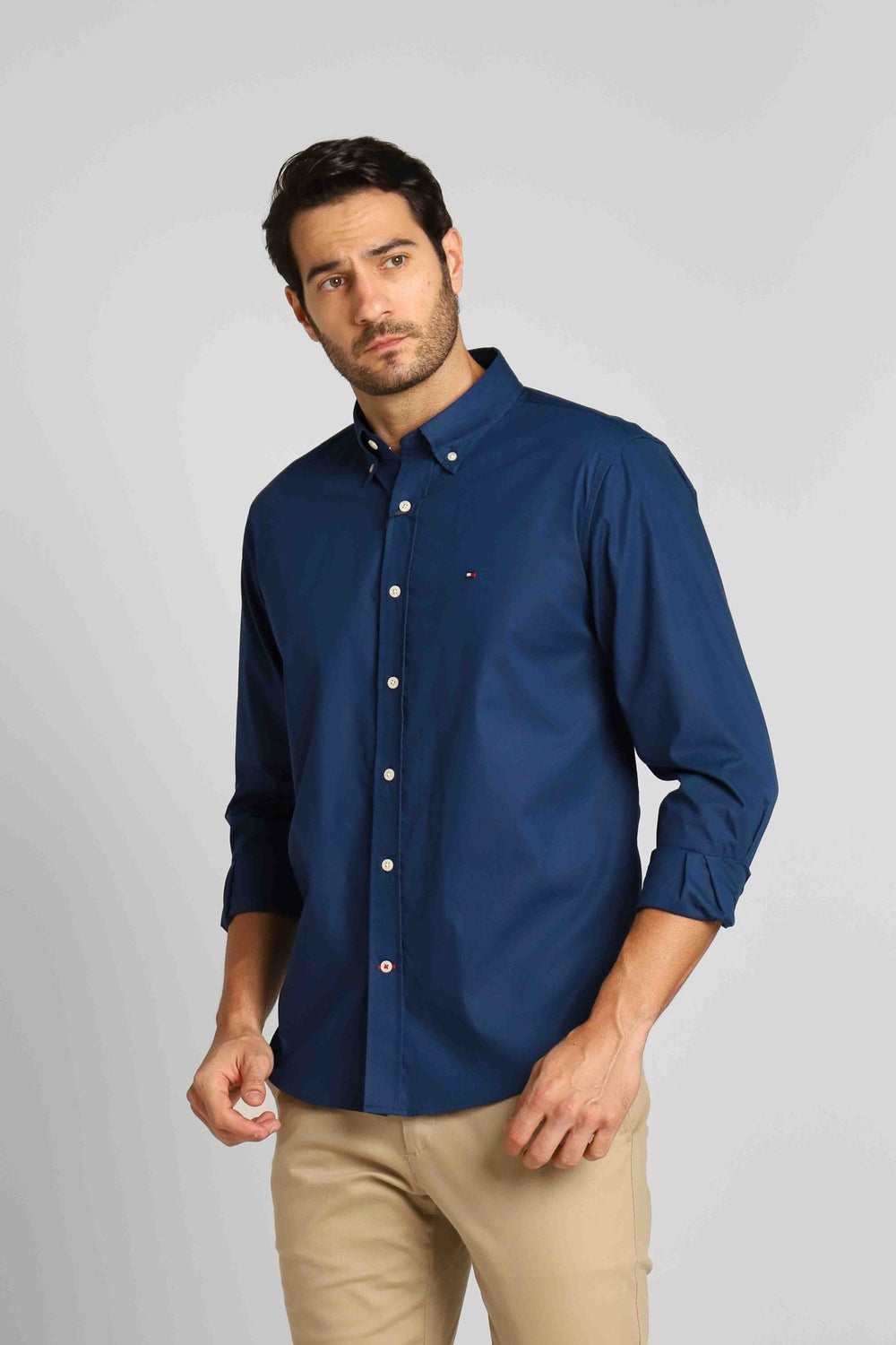 Camisa Tommy Hilfiger Azul Marinho Ml Regular Fit - Henri Store