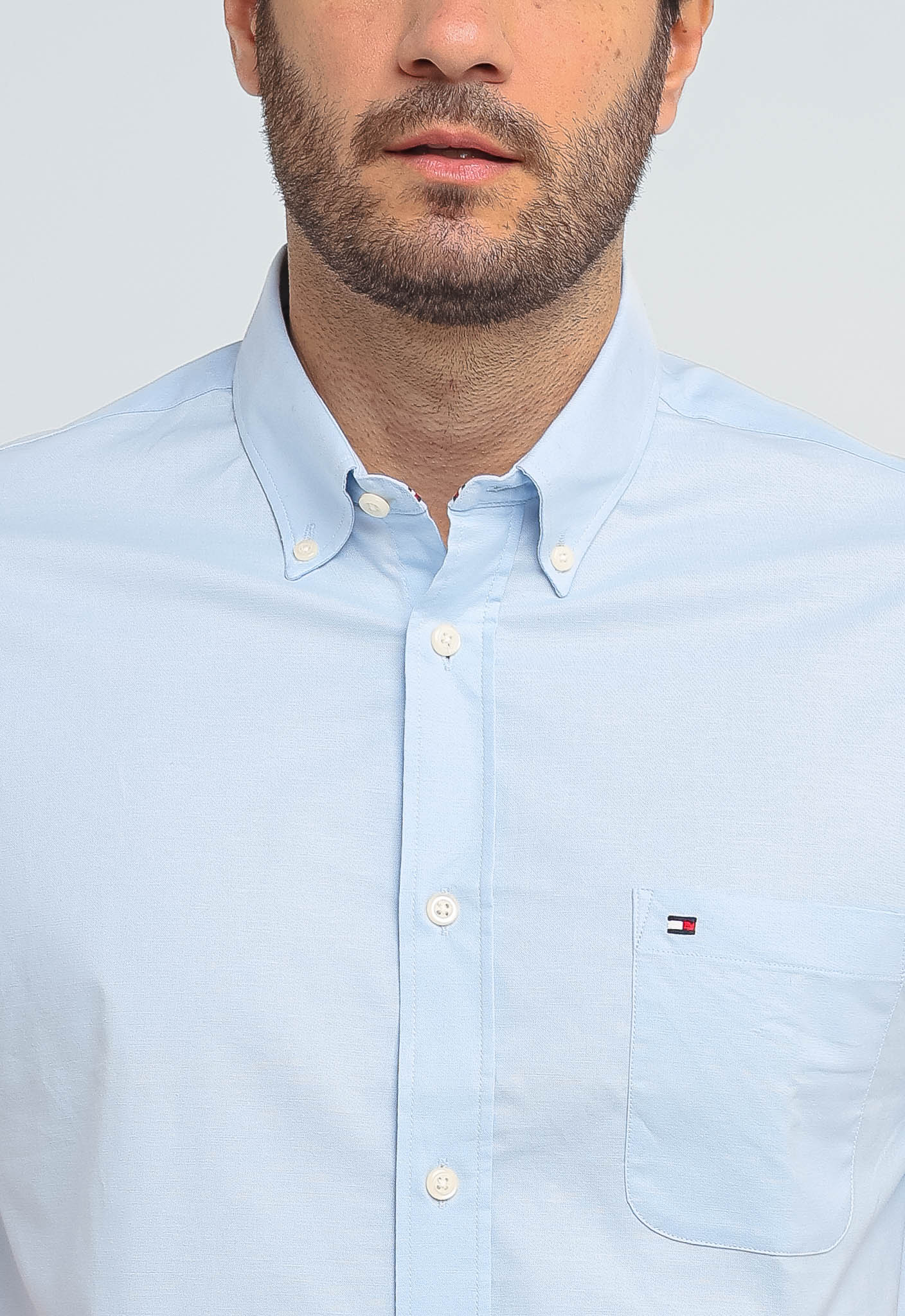 Camisa Tommy Hilfiger Light Oxford Regular Fit Azul Claro Mc - Henri Store