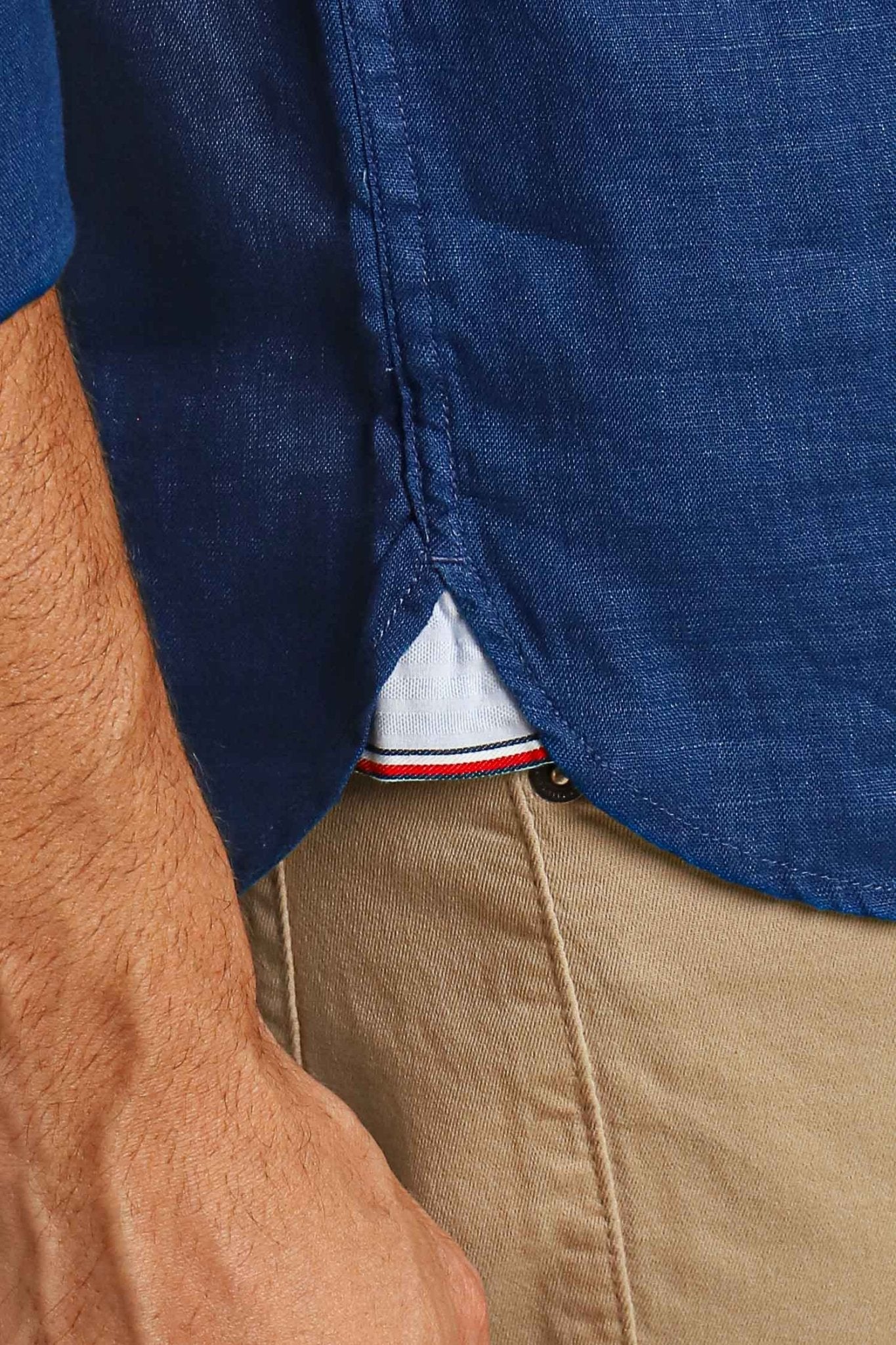 Camisa Tommy Hilfiger Linho ml Regular Fit Azul Indigo - Henri Store