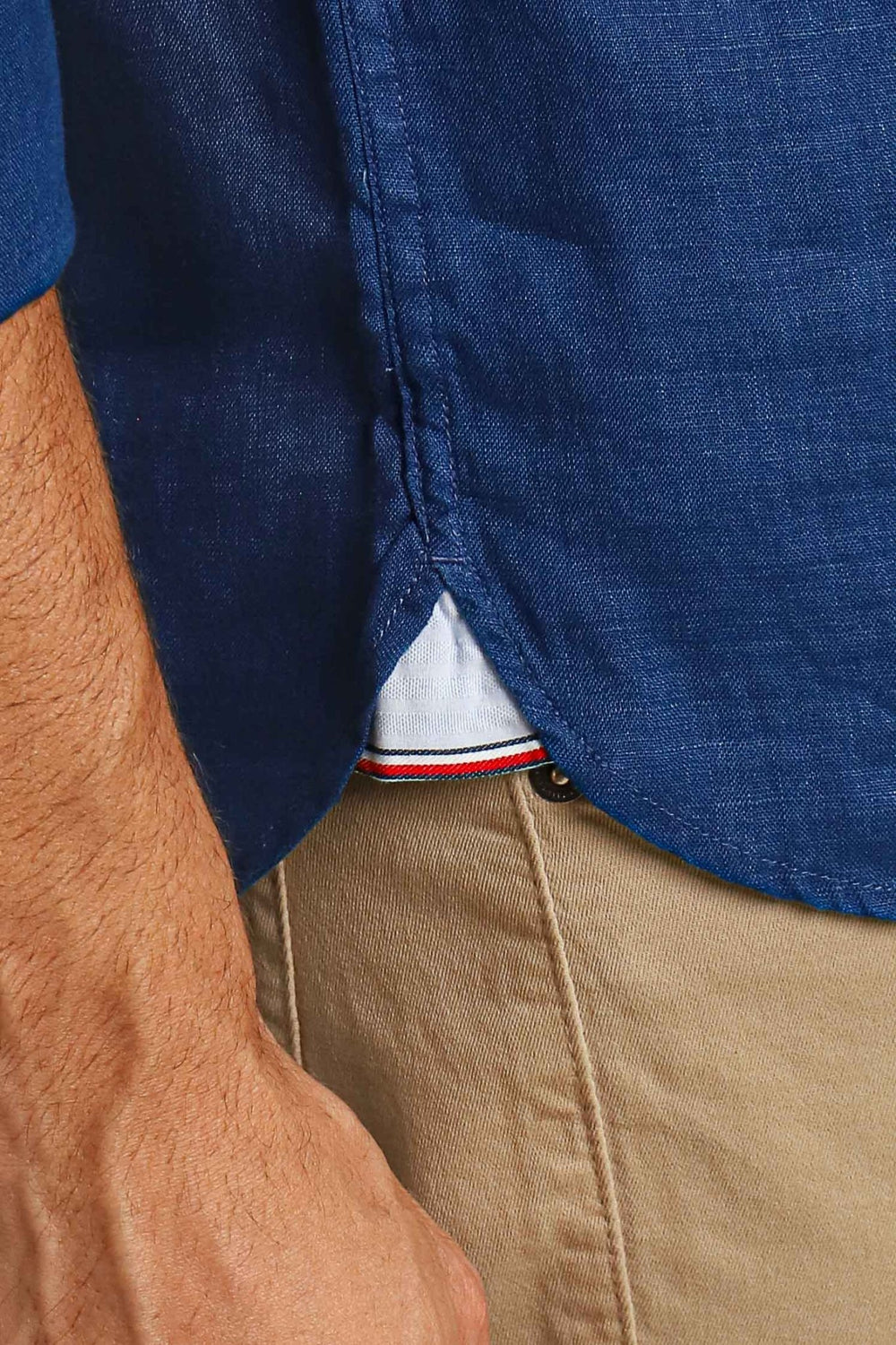 Camisa Tommy Hilfiger Linho ml Regular Fit Azul Indigo - Henri Store