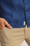 Camisa Tommy Hilfiger Linho ml Regular Fit Azul Indigo - Henri Store
