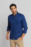 Camisa Tommy Hilfiger Linho ml Regular Fit Azul Indigo - Henri Store