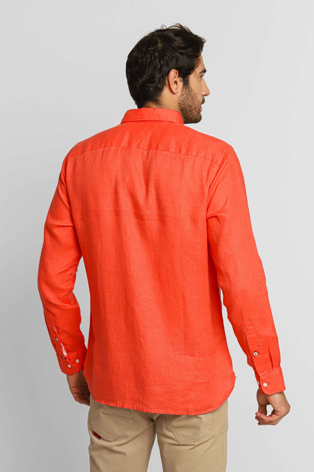 Camisa Tommy Hilfiger Linho ml Regular Fit Coral - Henri Store
