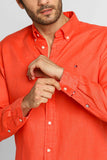 Camisa Tommy Hilfiger Linho ml Regular Fit Coral - Henri Store