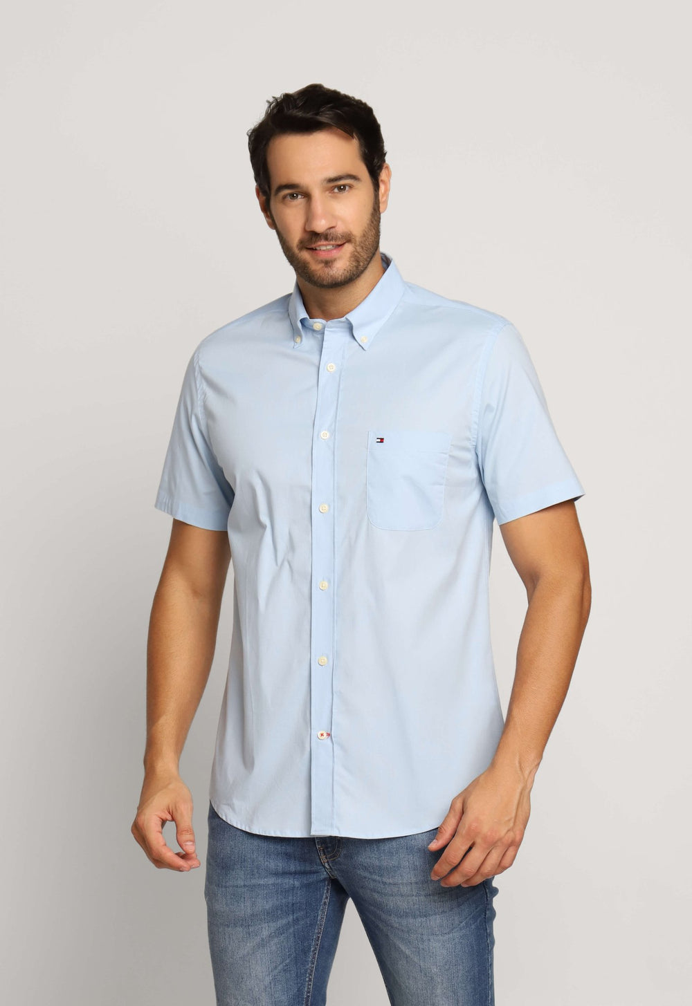 Camisa Tommy Hilfiger Mc Classic Poplin Azul Claro - Henri Store
