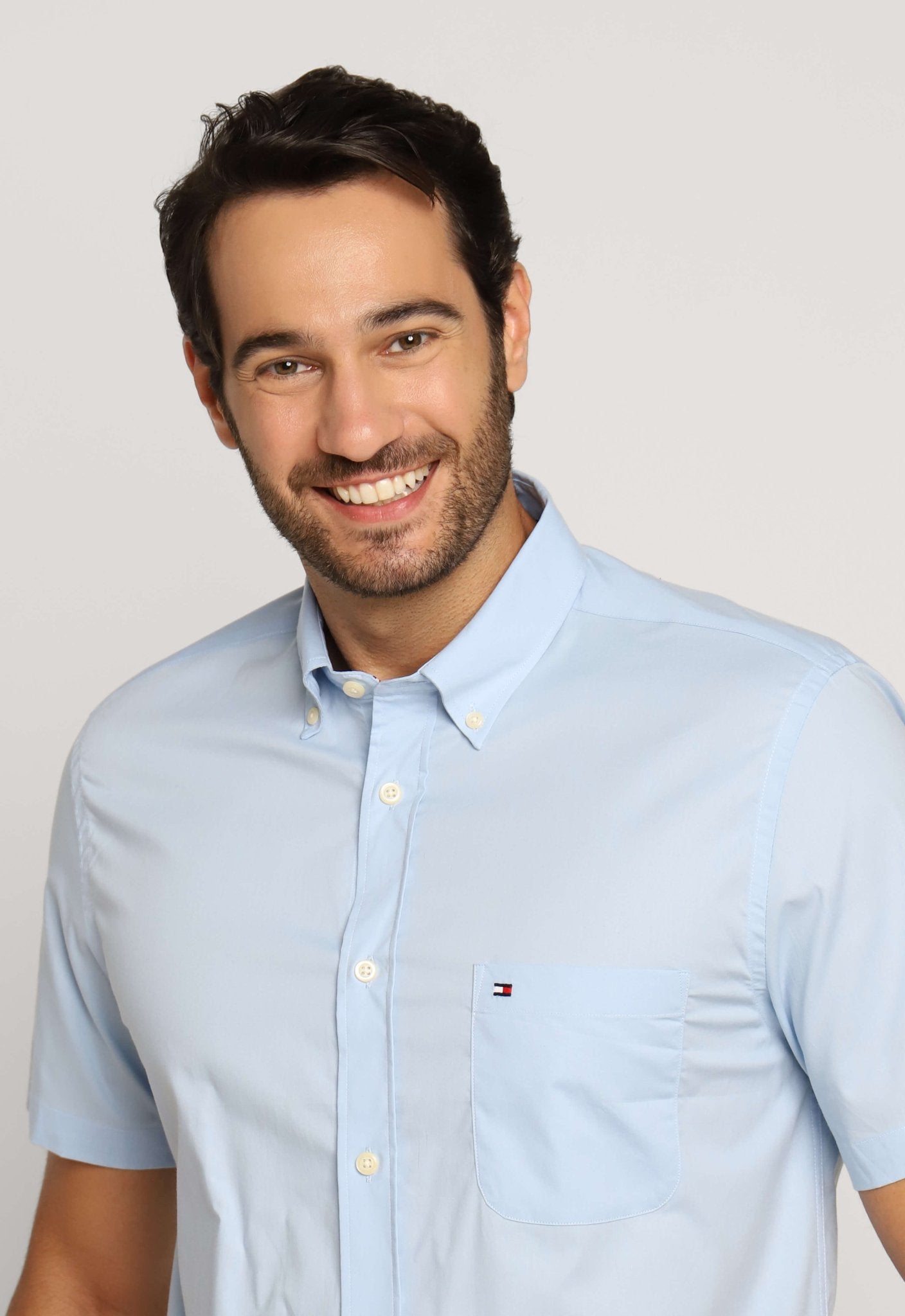 Camisa Tommy Hilfiger Mc Classic Poplin Azul Claro - Henri Store
