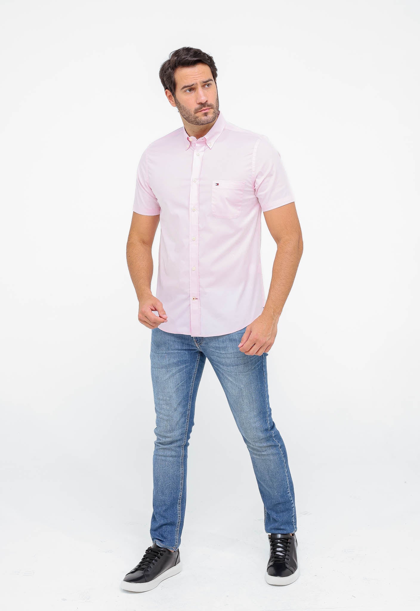 Camisa Tommy Hilfiger Mc Classic Poplin Rosa Claro - Live - Henri Store